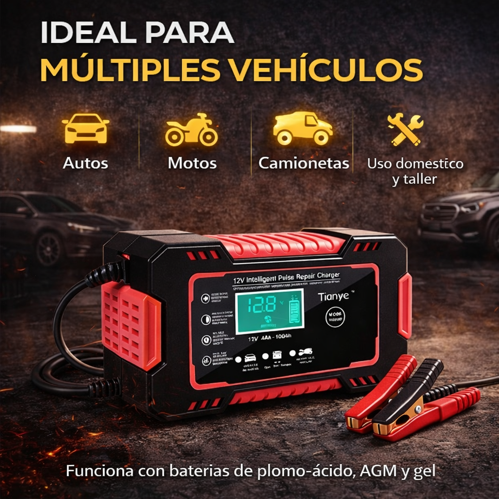 Cargador Inteligente 12V para Baterías – Cuida, recupera y extiende la vida de tu batería