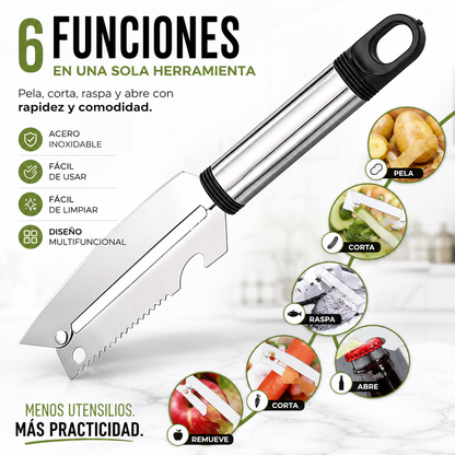 PELADOR MULTIFUNCIONAL 6 EN 1™ Más rapidez, menos esfuerzo y una cocina mucho más práctica