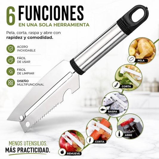 PELADOR MULTIFUNCIONAL 6 EN 1™ Más rapidez, menos esfuerzo y una cocina mucho más práctica