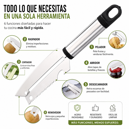 PELADOR MULTIFUNCIONAL 6 EN 1™ Más rapidez, menos esfuerzo y una cocina mucho más práctica