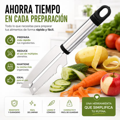 PELADOR MULTIFUNCIONAL 6 EN 1™ Más rapidez, menos esfuerzo y una cocina mucho más práctica