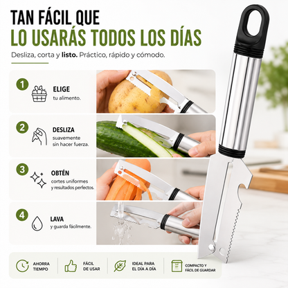 PELADOR MULTIFUNCIONAL 6 EN 1™ Más rapidez, menos esfuerzo y una cocina mucho más práctica