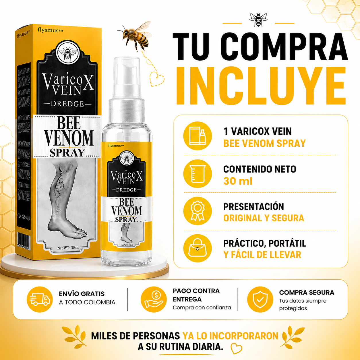 VARICOX VEIN BEE VENOM SPRAY™ Sensación de frescura y ligereza para el cuidado diario de tus piernas