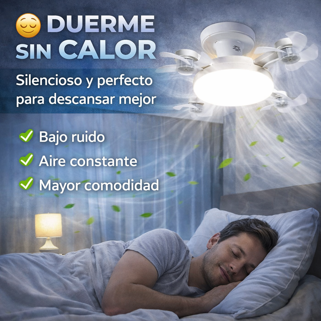 Ventilador de Techo con Luz LED 3 en 1 – Aire Fresco, Iluminación y Control Total en un Solo Dispositivo