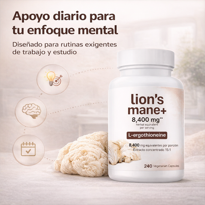 Lions Mane+ - Apoyo diario para una mente más clara y enfocada