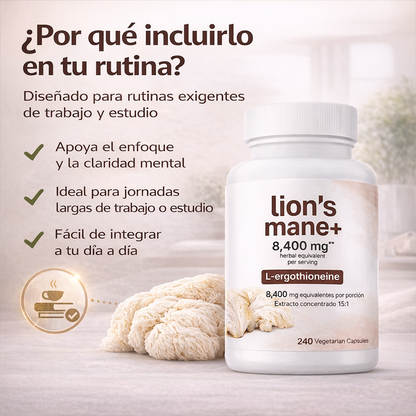 Lions Mane+ - Apoyo diario para una mente más clara y enfocada
