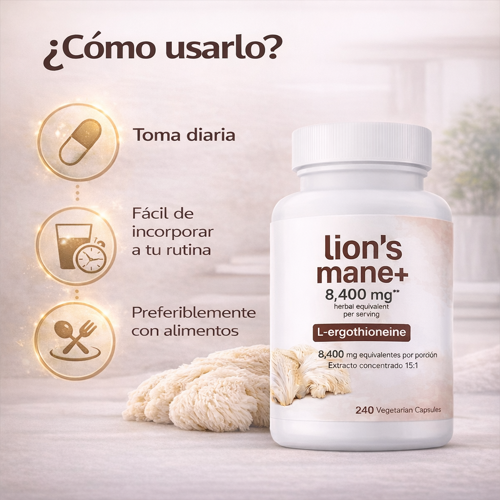 Lions Mane+ - Apoyo diario para una mente más clara y enfocada