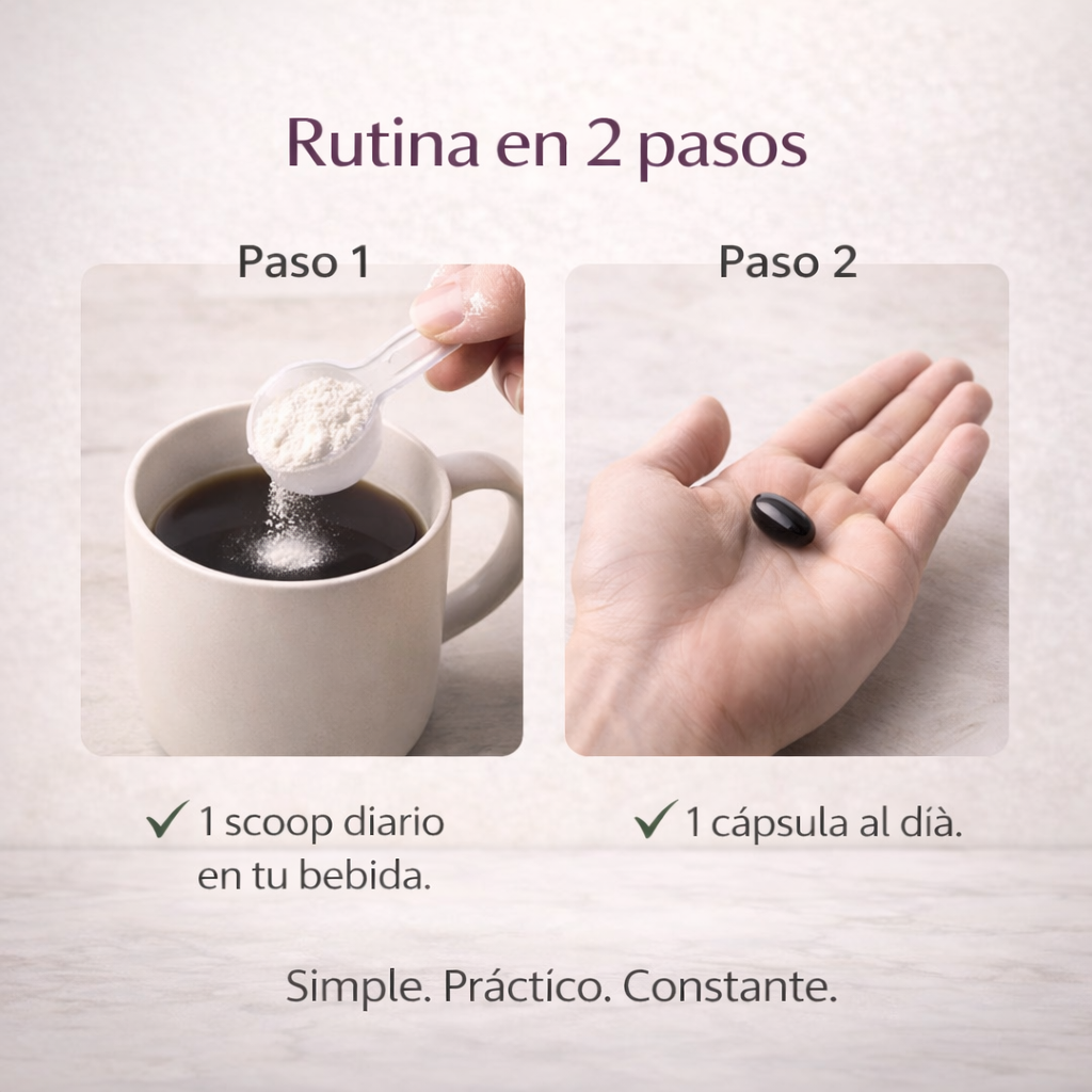 Rutina estructurada de colágeno multi-tipo + antioxidante avanzado