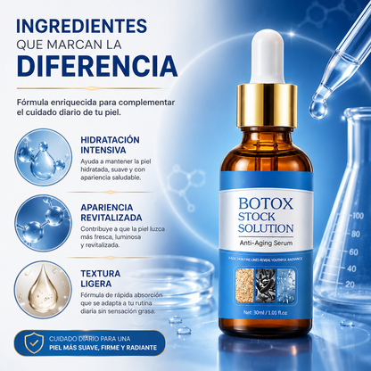 BOTOX STOCK SOLUTION™  Dale a tu piel una apariencia más suave, hidratada y radiante todos los días.