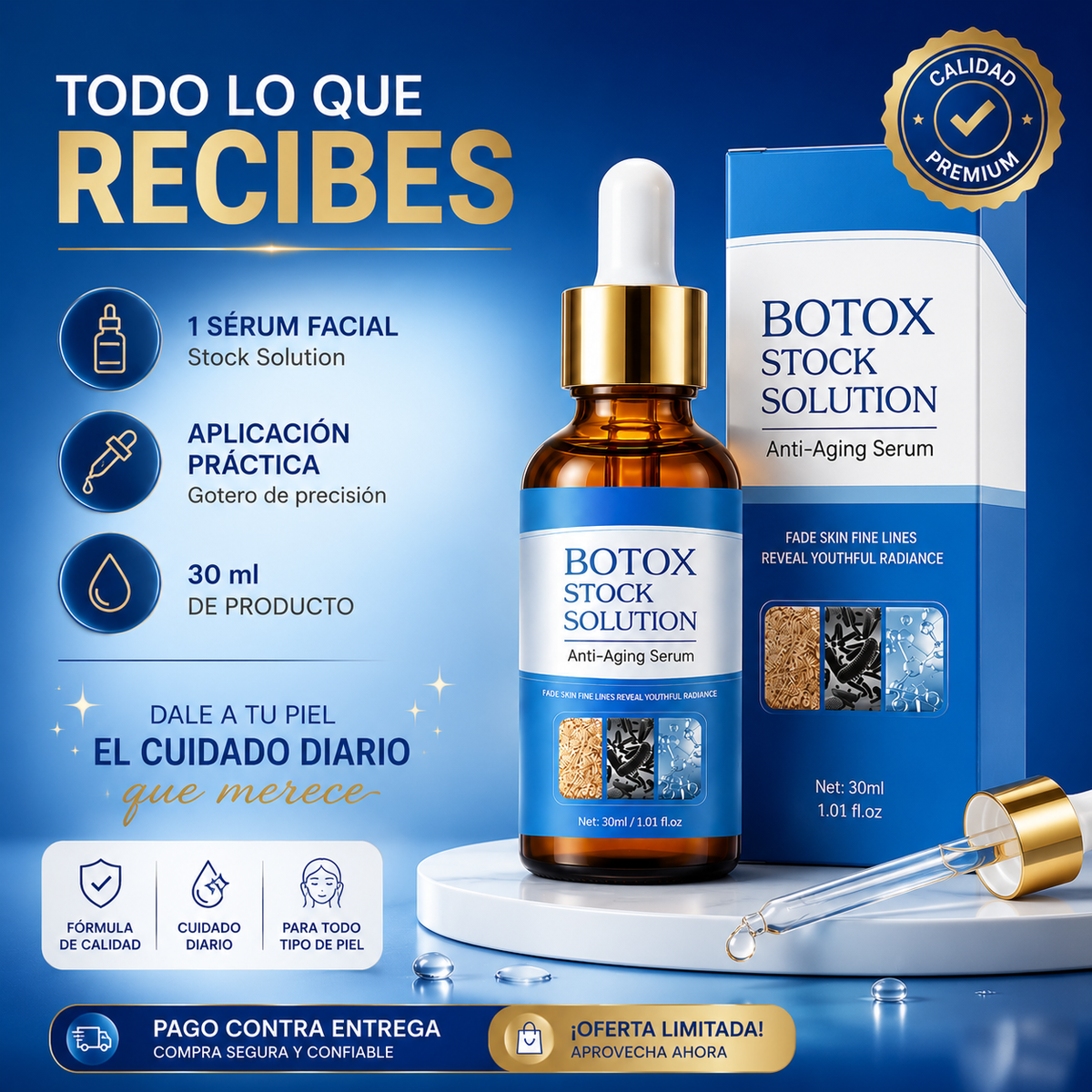 BOTOX STOCK SOLUTION™  Dale a tu piel una apariencia más suave, hidratada y radiante todos los días.