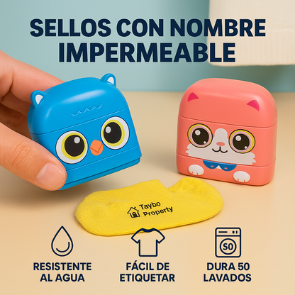 KidTimbro 2.0™ - Sello de nombre personalizado - Tinta blanca y negra