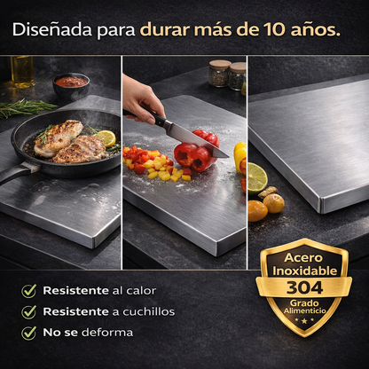 Tabla Profesional de Acero Inoxidable 304 – Más Higiene y Más Espacio en tu Cocina