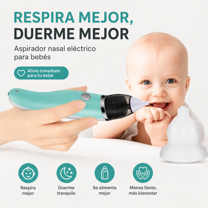 Aspirador Nasal Eléctrico para Bebés - Despeja la nariz de tu bebé de forma práctica, cómoda y delicada