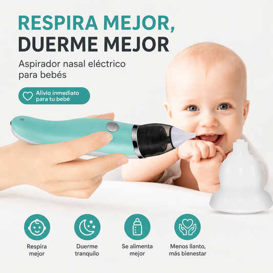Aspirador Nasal Eléctrico para Bebés - Despeja la nariz de tu bebé de forma práctica, cómoda y delicada