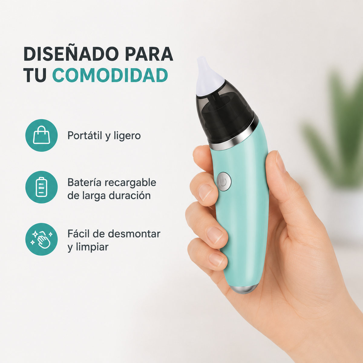 Aspirador Nasal Eléctrico para Bebés - Despeja la nariz de tu bebé de forma práctica, cómoda y delicada