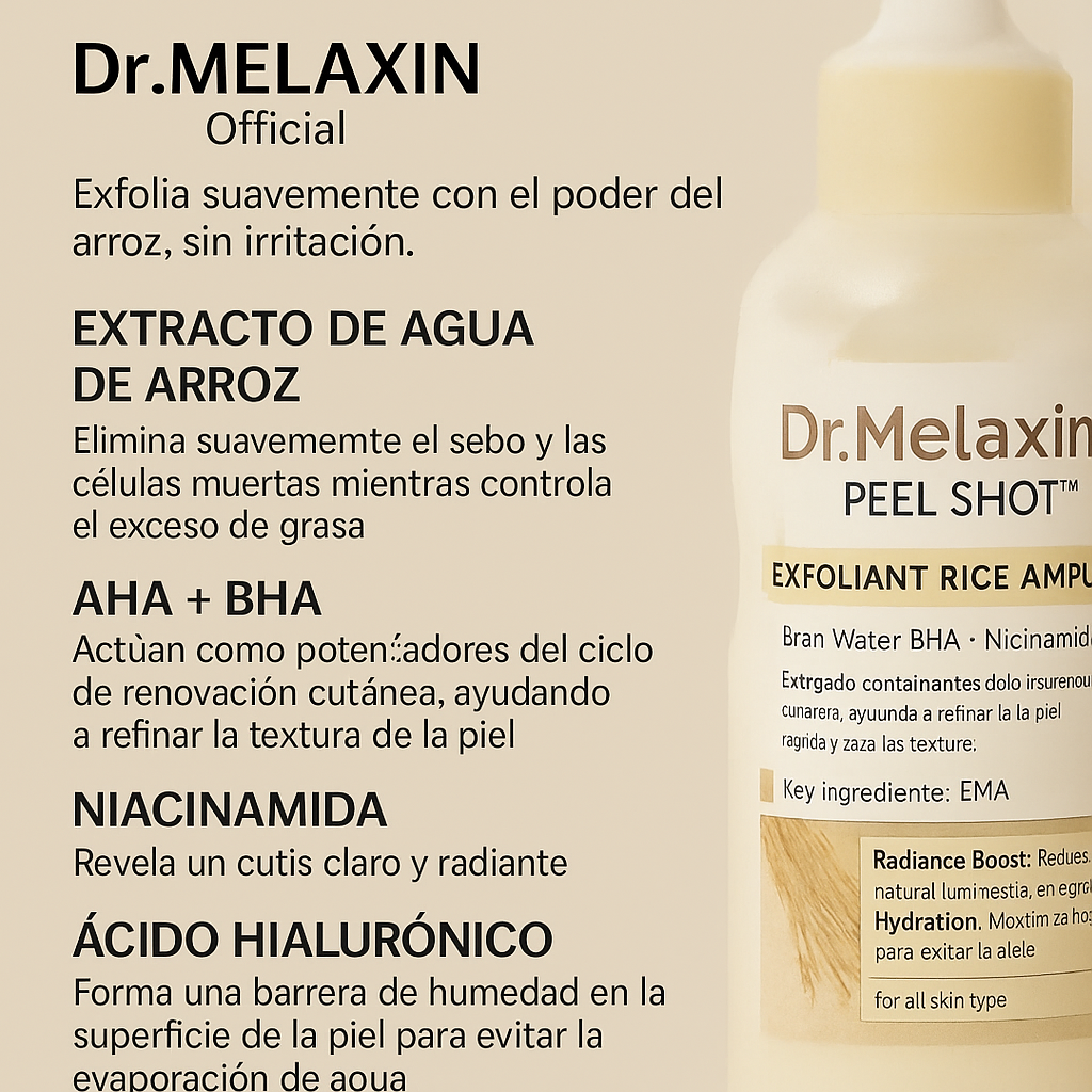 Drmelaxin Ampolla Rice Black Rice - Exfoliación suave para revelar piel luminosa