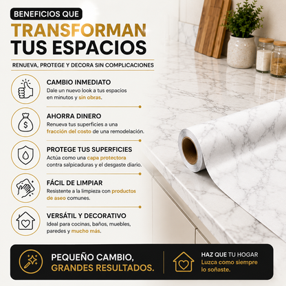 Papel Mármol Adhesivo Premium - Renueva tus espacios fácil, rápido y sin remodelaciones costosas