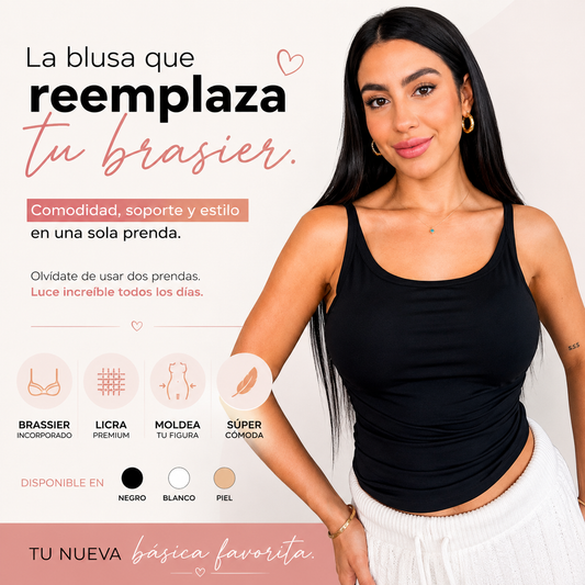 Blusa Sujetador 2 en 1 - La blusa que reemplaza tu brasier y te acompaña todo el día.