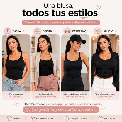 Blusa Sujetador 2 en 1 - La blusa que reemplaza tu brasier y te acompaña todo el día.