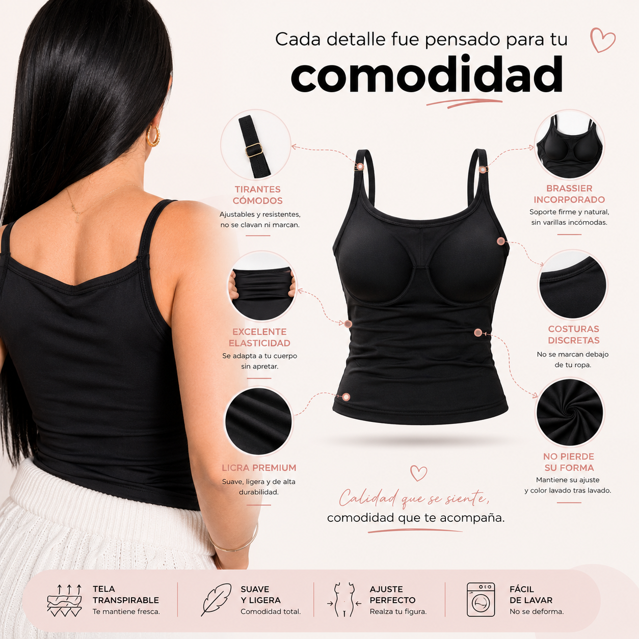 Blusa Sujetador 2 en 1 - La blusa que reemplaza tu brasier y te acompaña todo el día.
