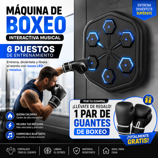 BoxBeat | Tablero de boxeo musical 6 PUESTOS - GRATIS guantes de box
