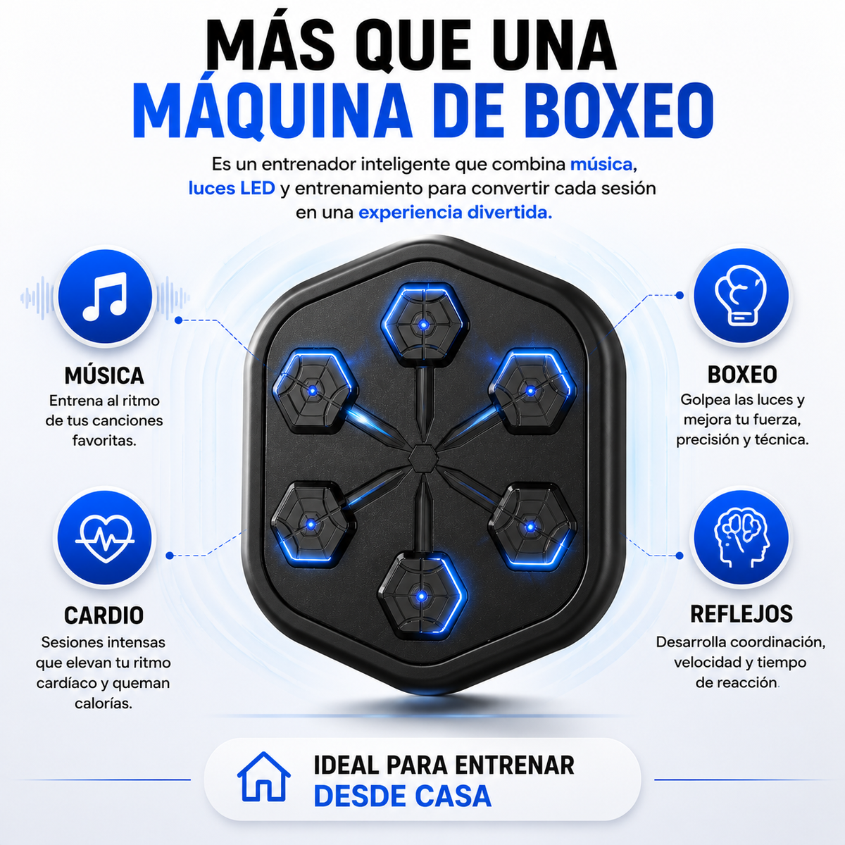 BoxBeat | Tablero de boxeo musical 6 PUESTOS - GRATIS guantes de box