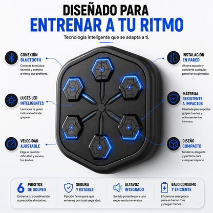 BoxBeat | Tablero de boxeo musical 6 PUESTOS - GRATIS guantes de box