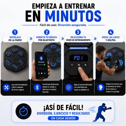 BoxBeat | Tablero de boxeo musical 6 PUESTOS - GRATIS guantes de box