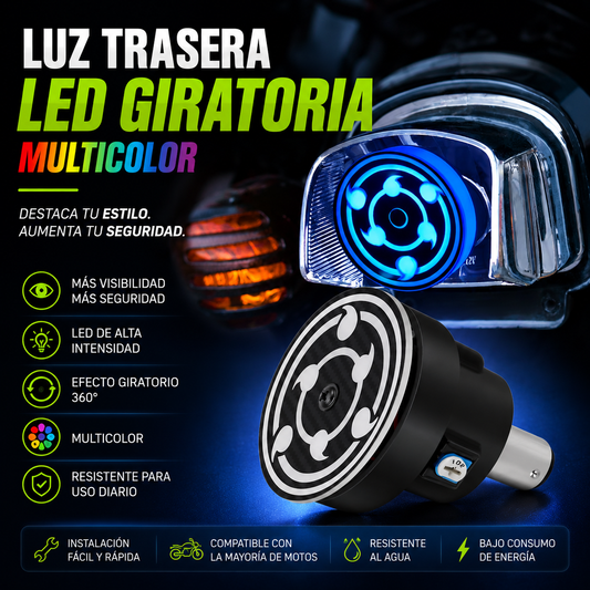 LightPro™- Dale a tu Moto un Estilo Único y Mayor Visibilidad con la Luz Trasera LED Giratoria Multicolor