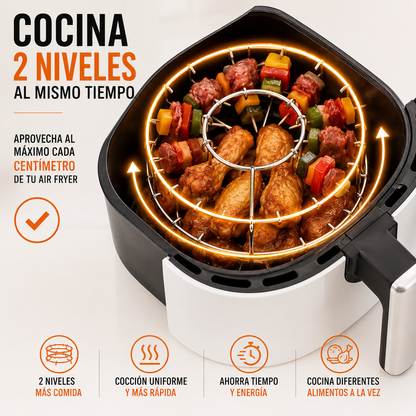 Parrilla para Air Fryer - Duplica la capacidad de tu Air Fryer y cocina más comida en menos tiempo