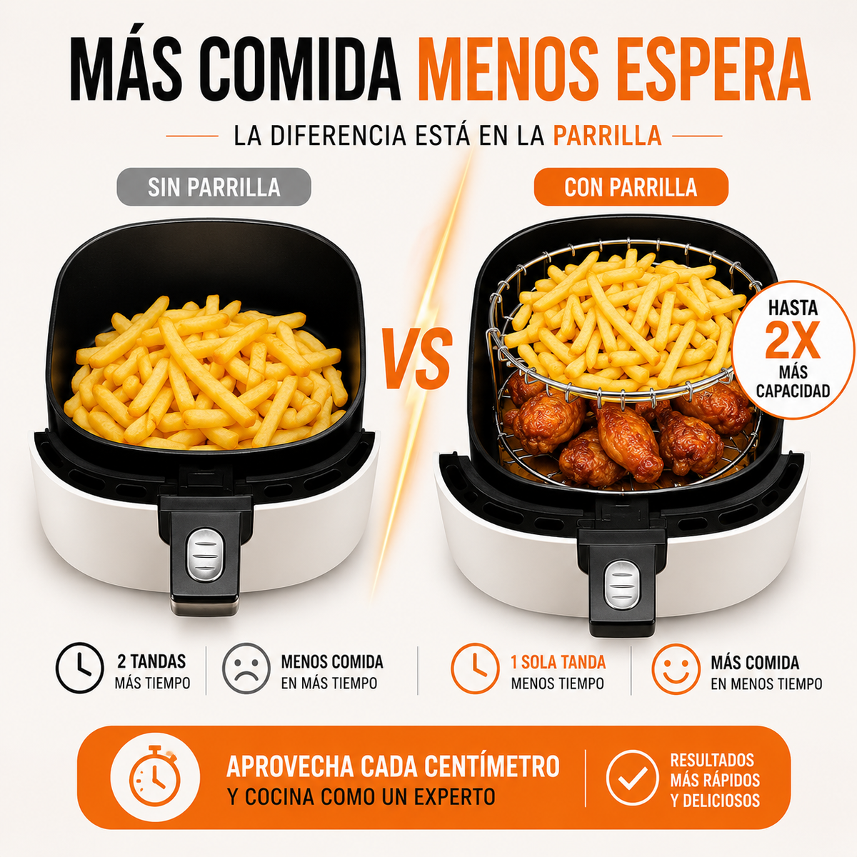 Parrilla para Air Fryer - Duplica la capacidad de tu Air Fryer y cocina más comida en menos tiempo