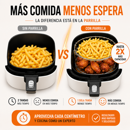 Parrilla para Air Fryer - Duplica la capacidad de tu Air Fryer y cocina más comida en menos tiempo