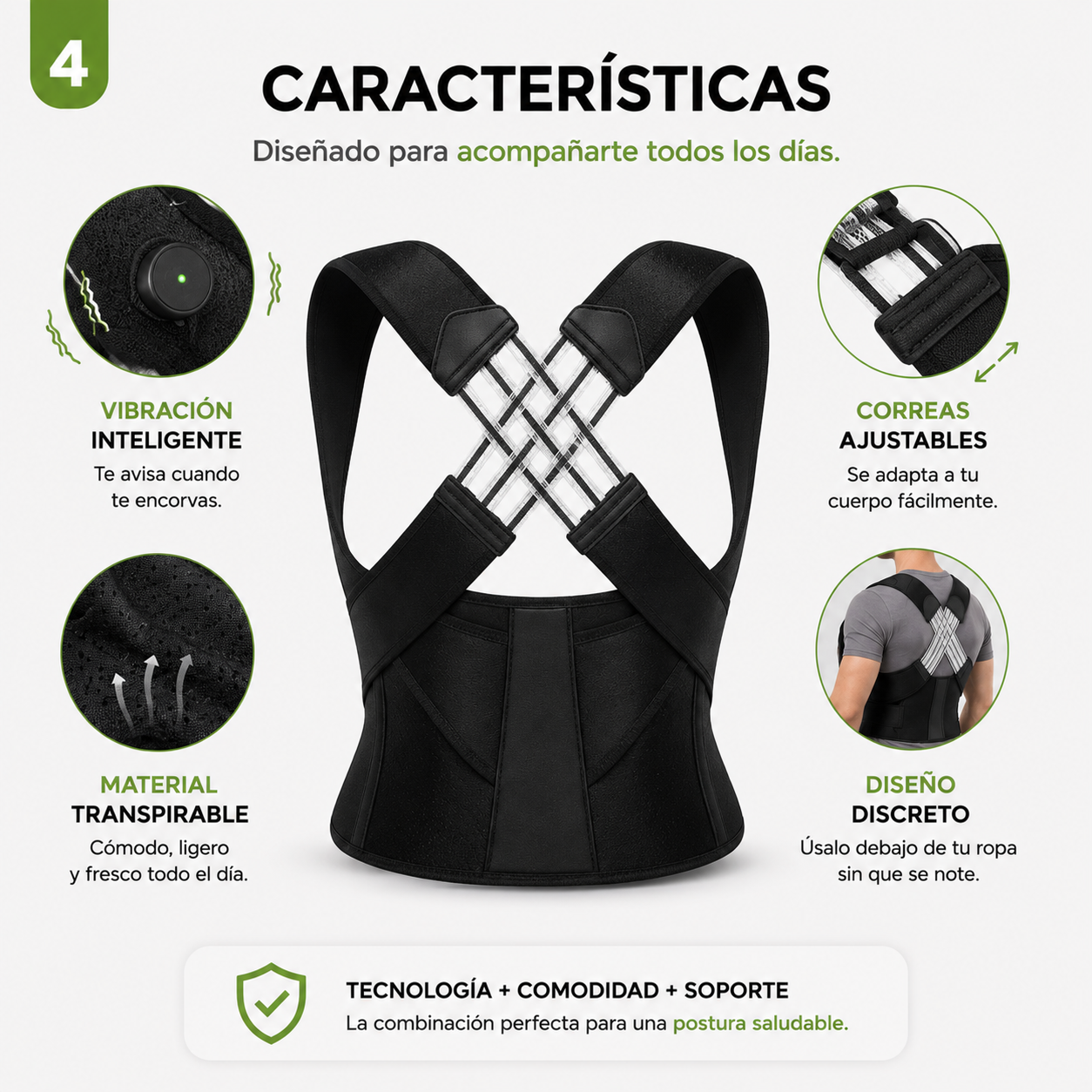 ProShape™ Corrector de Postura Premium con Elásticos Ergonómicos