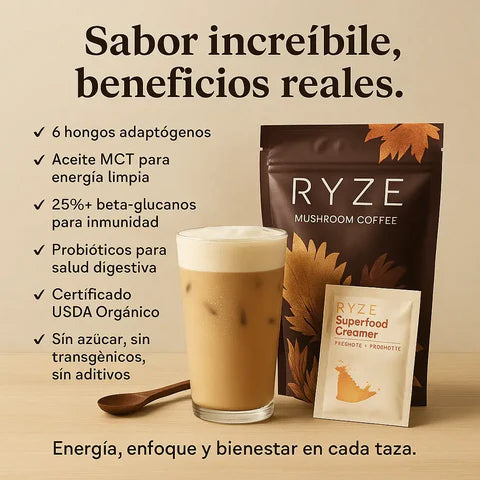 RYZE Mushroom Coffee – Energía Más Estable, Sin Los Bajones Del Café Tradicional