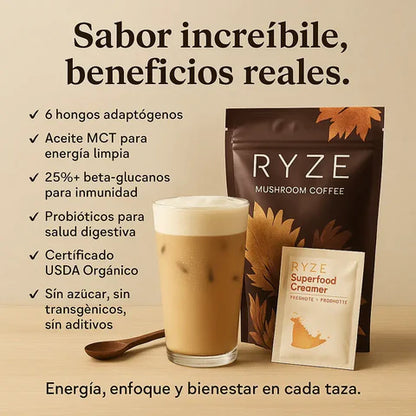 RYZE Mushroom Coffee – Energía Más Estable, Sin Los Bajones Del Café Tradicional