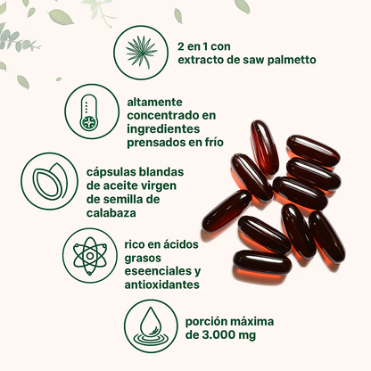 Aceite de Semilla de Calabaza + Saw Palmetto | Apoyo natural para tu bienestar prostatico y hormonal