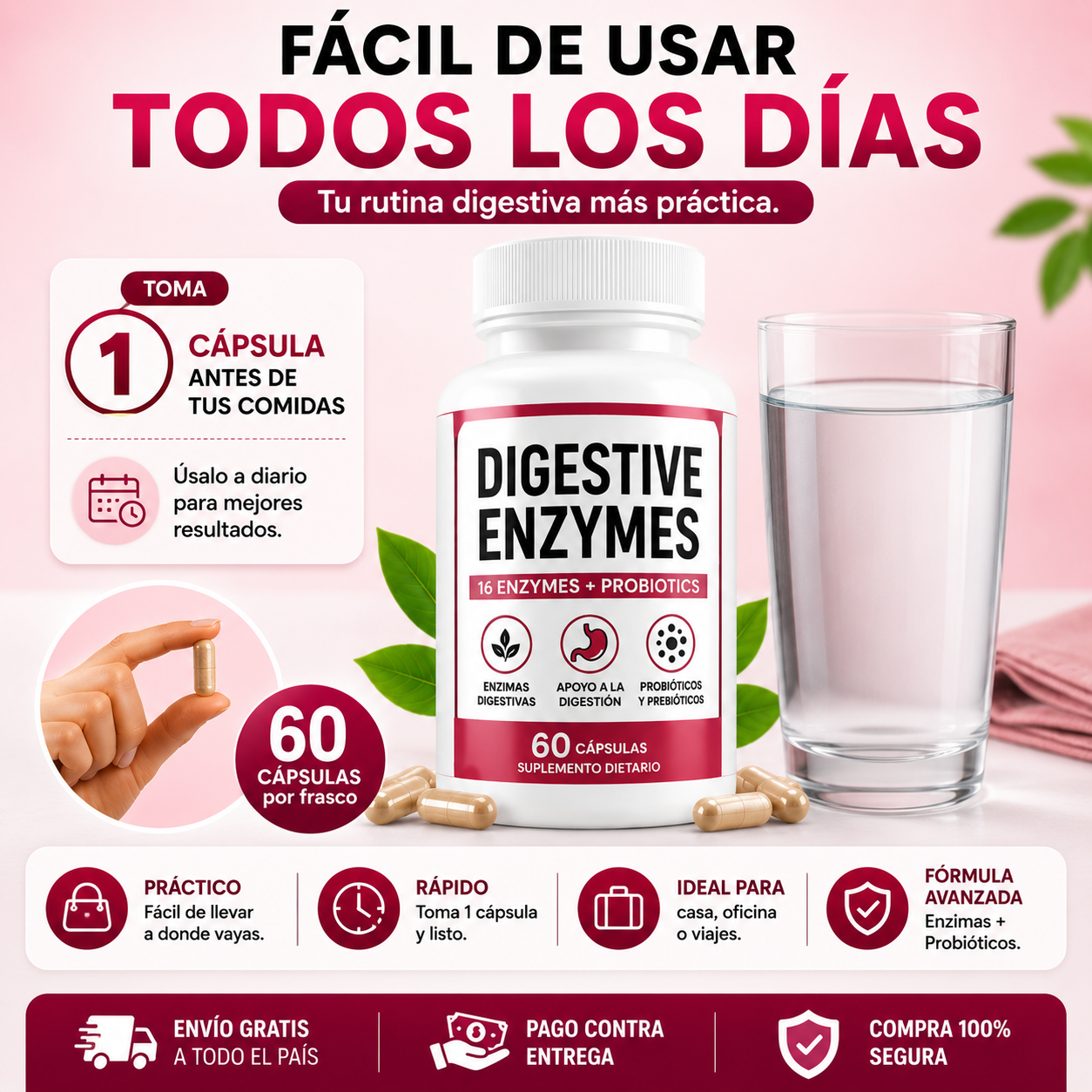 DIGESTIVE ENZYMES™ Apoya tu digestión y siente tu abdomen más ligero después de comer