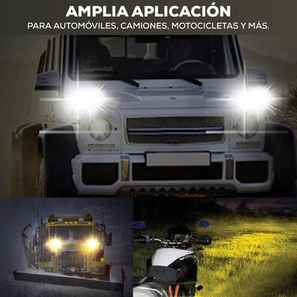 Exploradoras Turbo LED Doble Color – Máxima Potencia y Seguridad para tu Moto o Carro