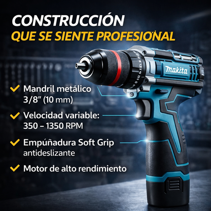 MakitaPro ® TALADRO Inalambrico MAKITA con PERCUTOR + 24 ACCESORIOS + 2 BATERIAS